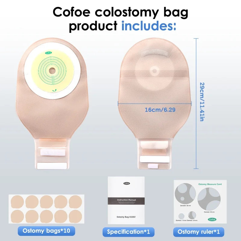 Cofoe Colostomy Bags One Piece Drain Valve Pouch For Adults