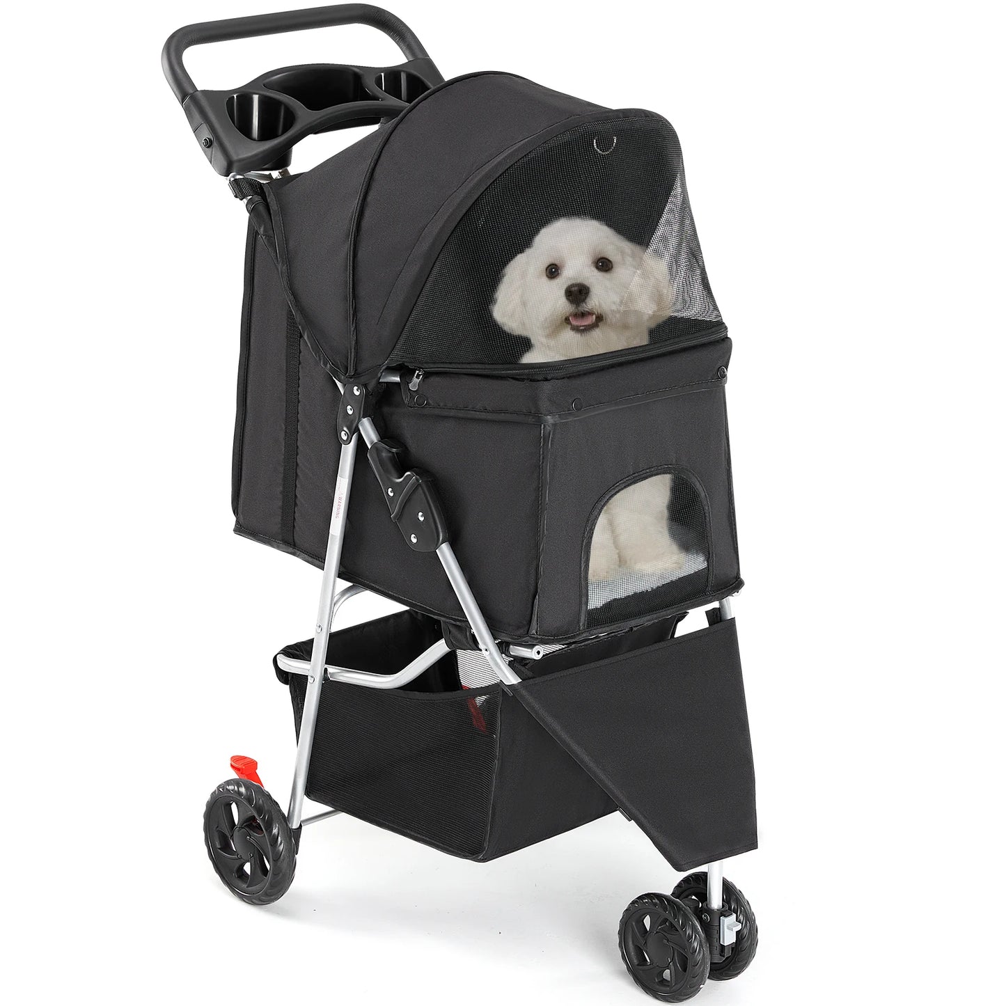 JHK Foldable 3-Wheel Pet Stroller For Small Dogs And Cats