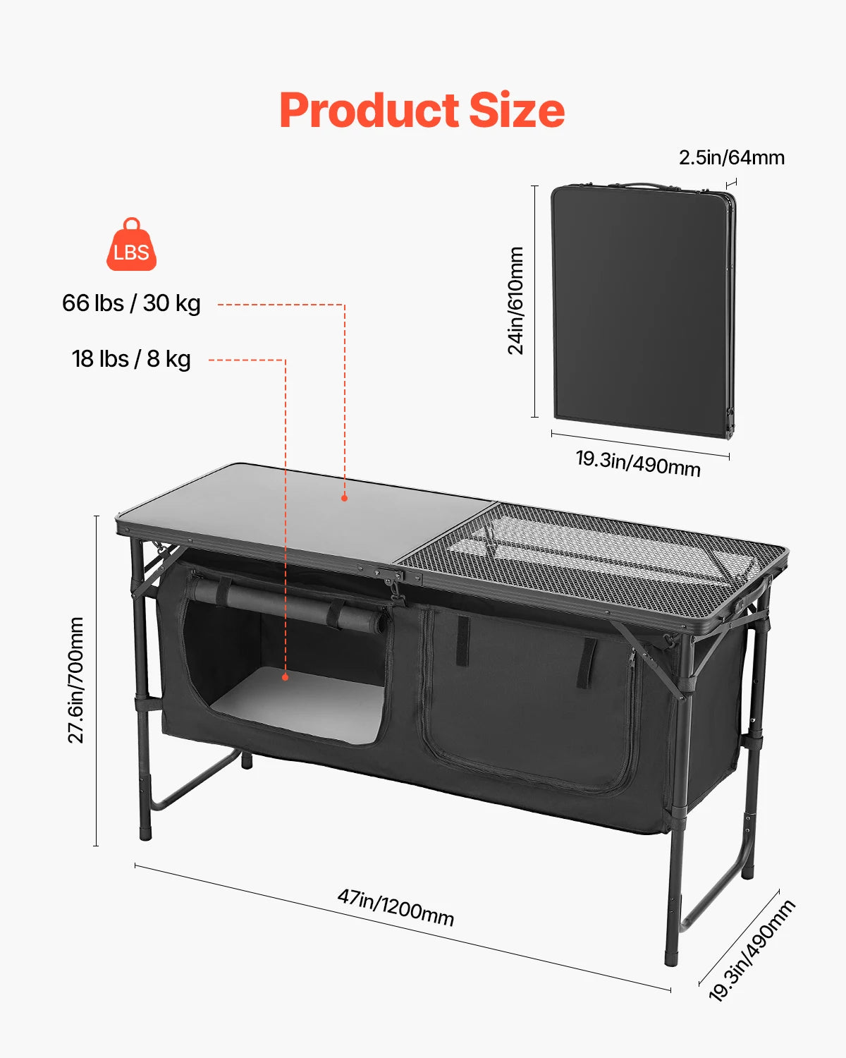 SucceBuy Portable Outdoor Camping Kitchen Table For Cooking