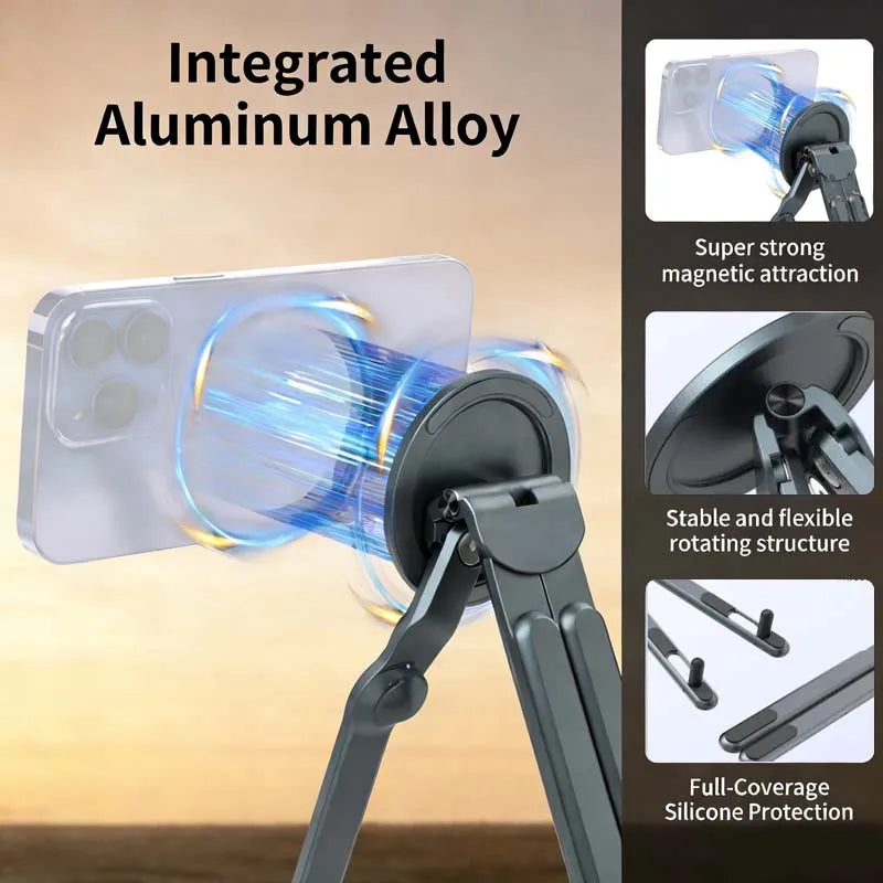 Multifunctional Magnetic Phone Holder Foldable Tripod Desk Stand