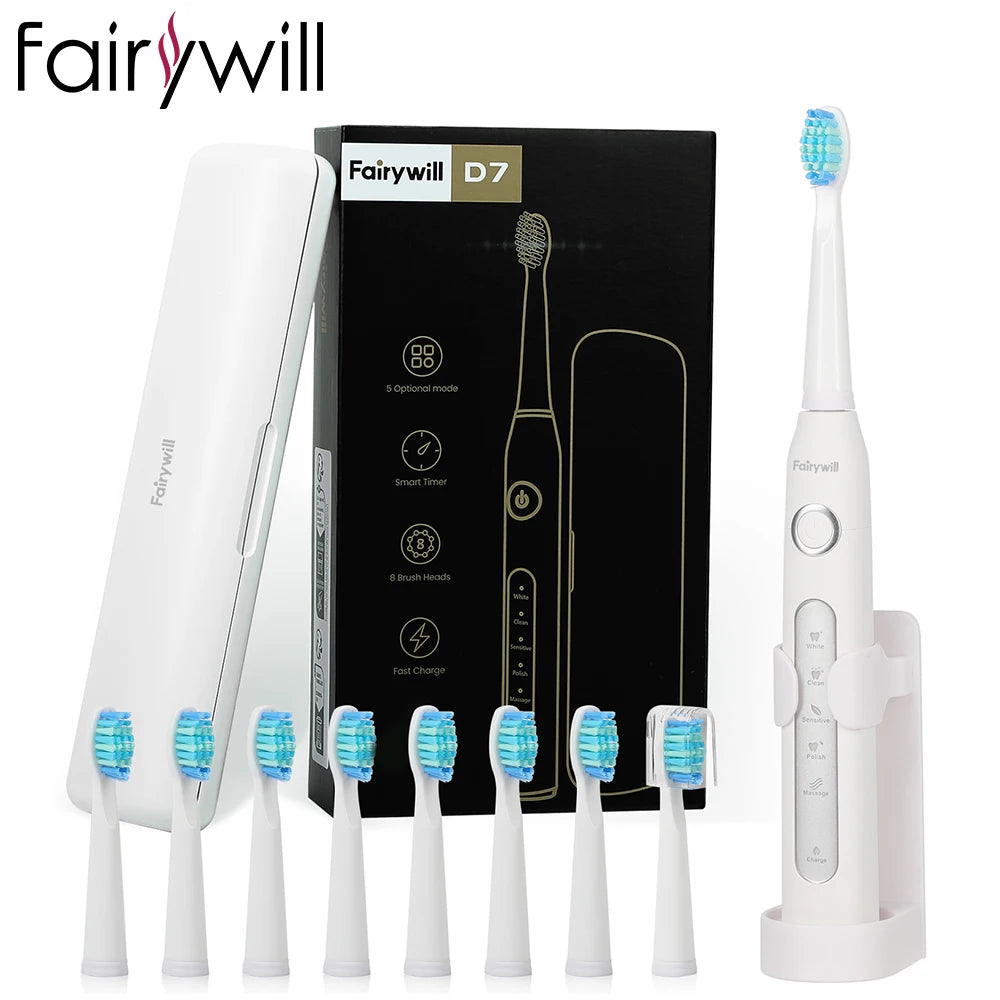 Fairywill FW-D7 Electric Sonic Toothbrush Waterproof Rechargeable