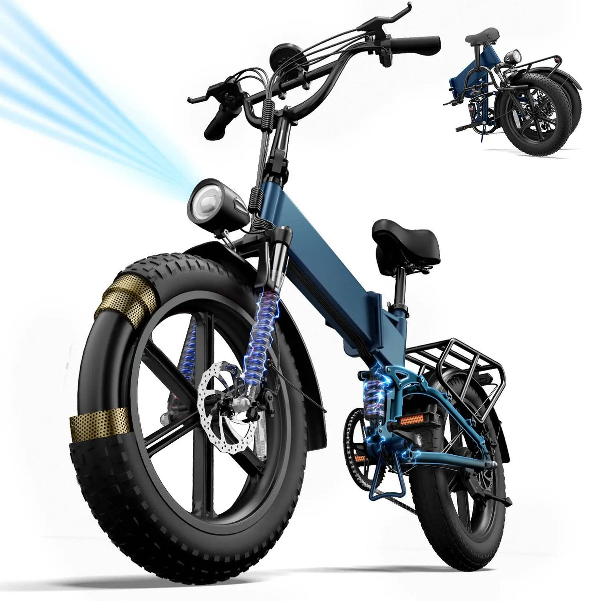 Urlife Foldable Electric Bike With Full Suspension And Fat Tires