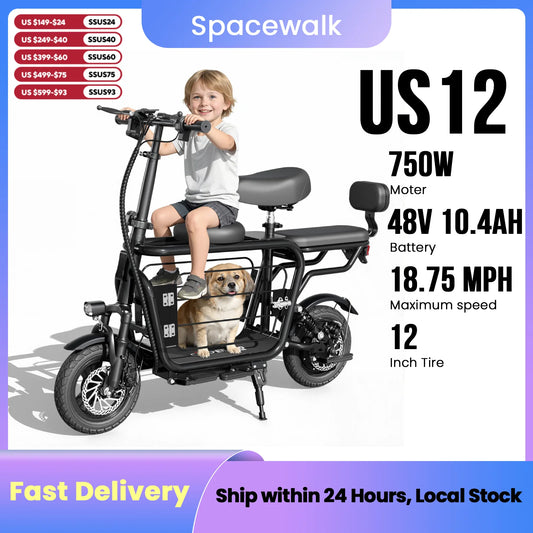 Eilleo Spacewalk Electric Scooter With Seat And Large Pet Basket