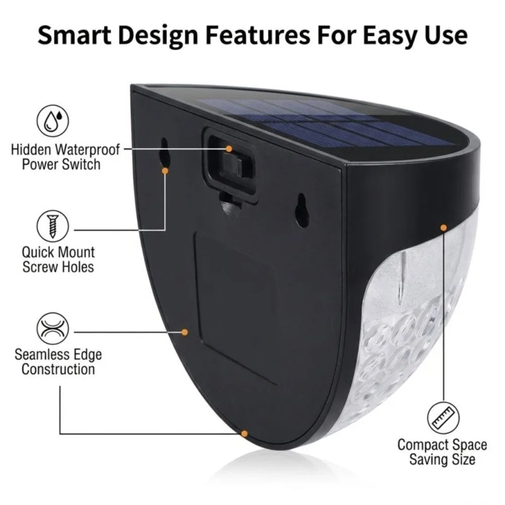 6 Pack Solar Powered RGB Fence And Deck Lights Waterproof