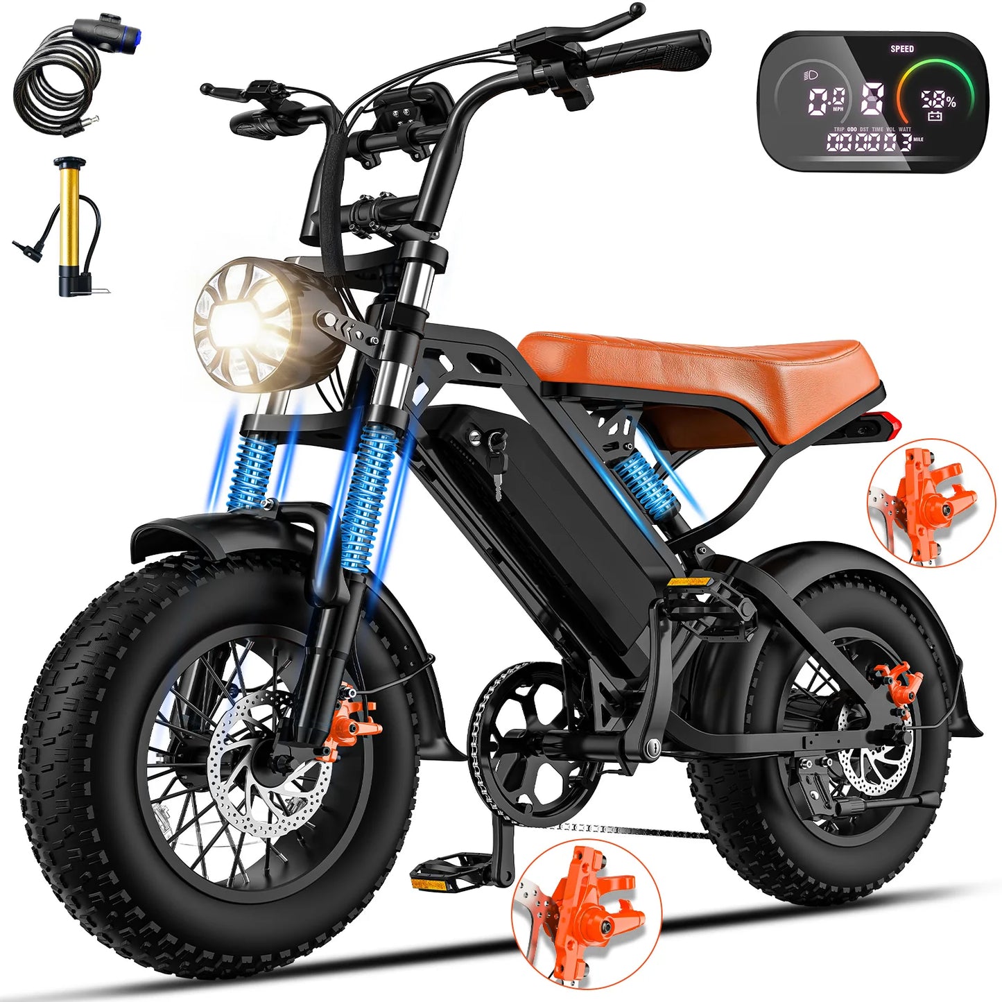 Terrosor 1200W All-Terrain Electric Motorcycle, 48V Lithium Battery