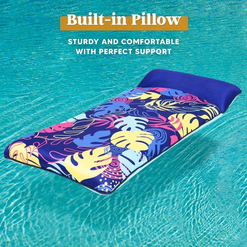 Joyfy Fabric Covered Pool Float Lounger Mat Headrest for Adults
