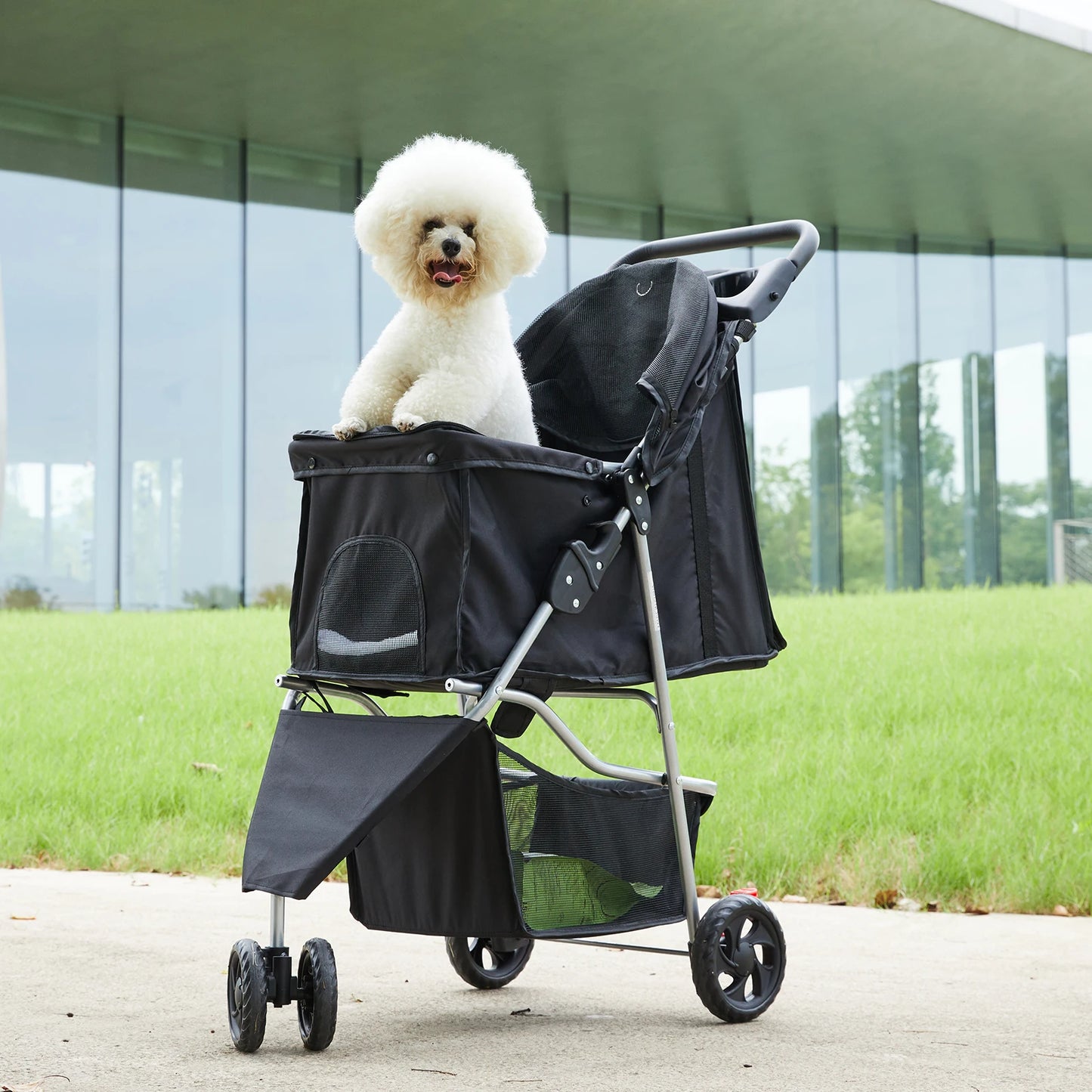 JHK Foldable 3-Wheel Pet Stroller For Small Dogs And Cats