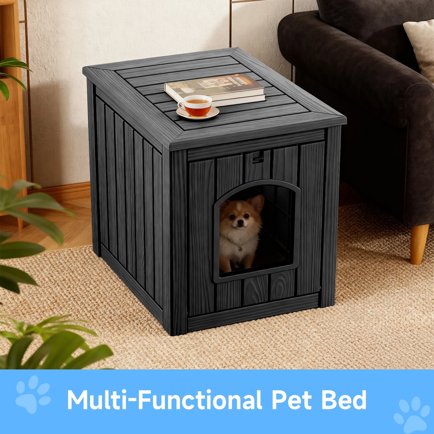 Waterproof Resin Cat House and Pet Kennel End Table