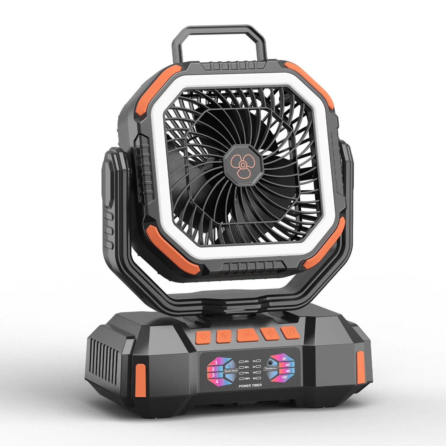 Portable Camping Fan Rechargeable 40000mAh Battery Operated Oscillating Fan USB C Battery Powered with LED Lantern, Head Rotation,Timer, Remote Auto, Hook for Tents Travel Outdoor Beach