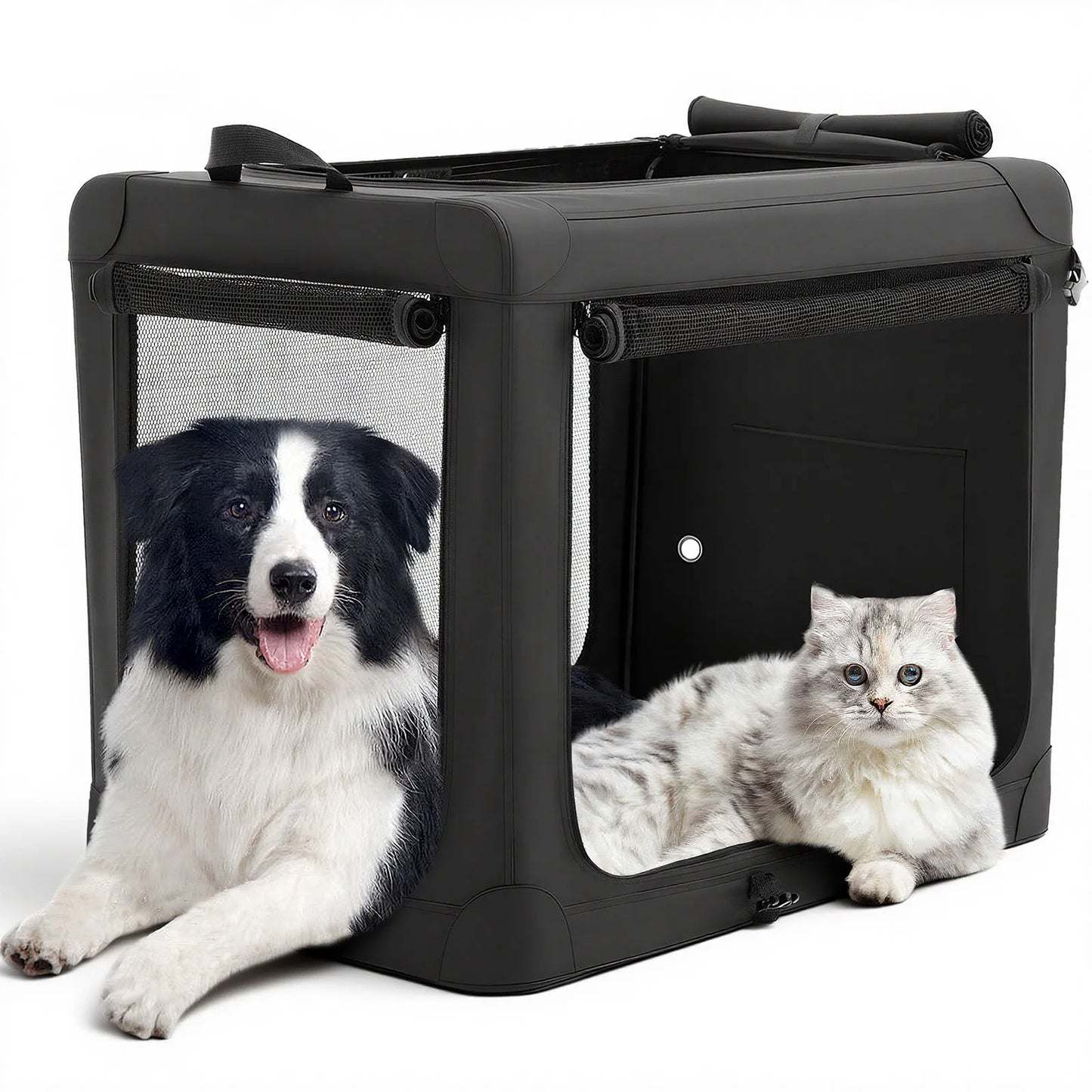 JHK Foldable Soft Dog Crate With Three Durable Doors