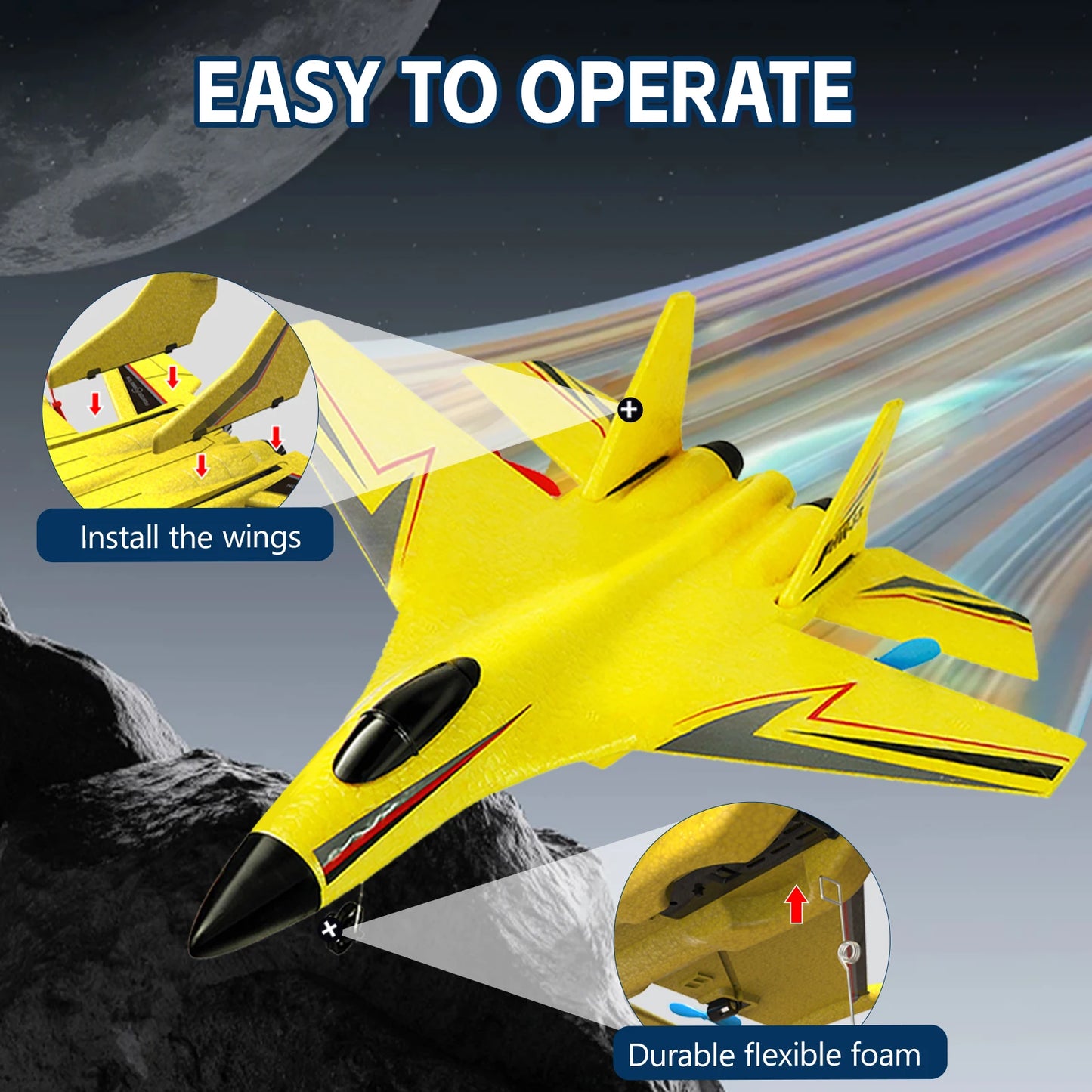 HW33 RC Fighter Jet Toy With 6-Axis Gyroscope Foam Airframe