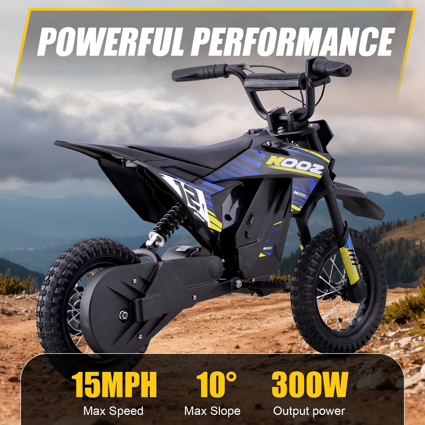 KOOZ HP122E 36V Electric Dirt Bike for Kids, 3 Speeds