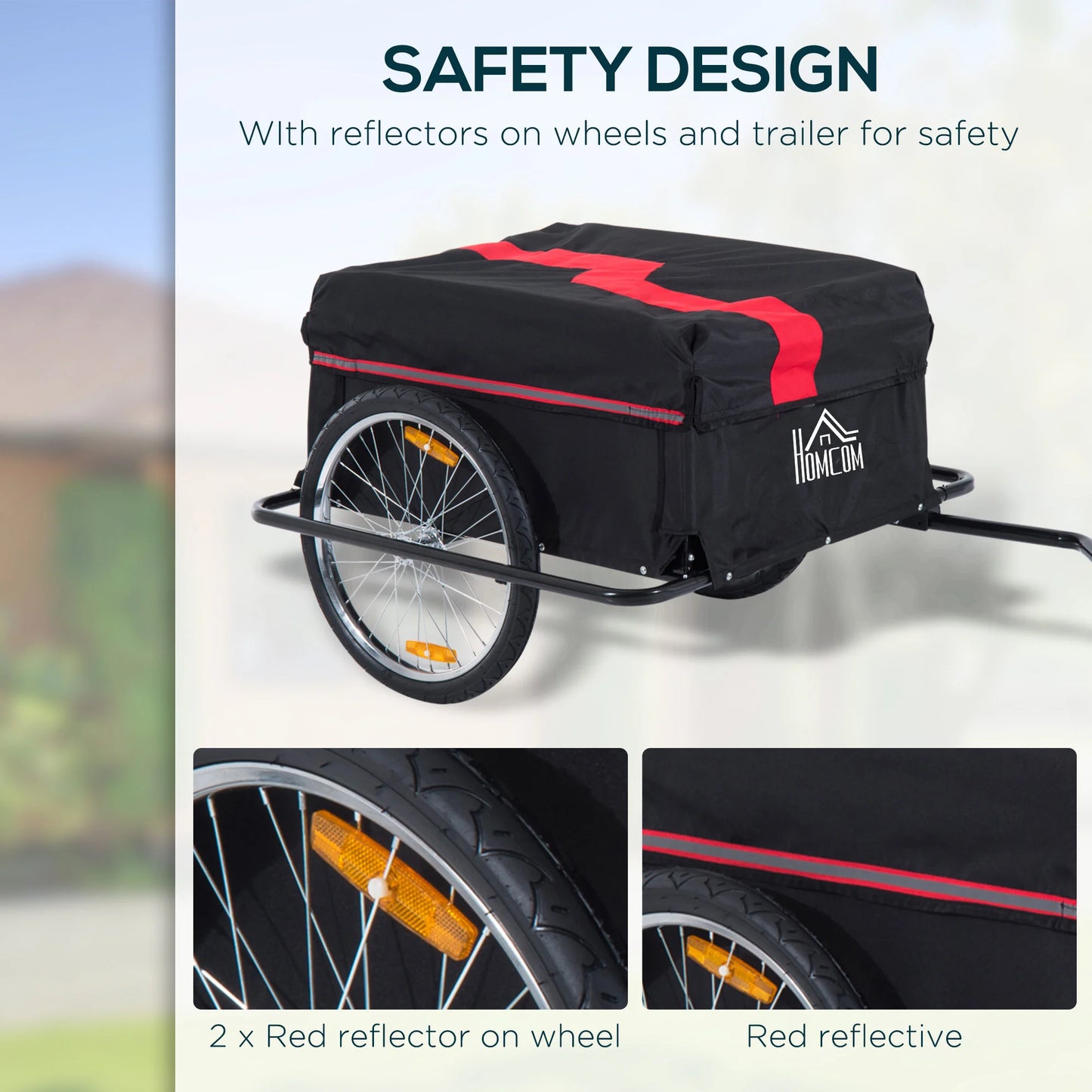 Outsunny Two-Wheel Bicycle Cargo Wagon Trailer With Folding Storage