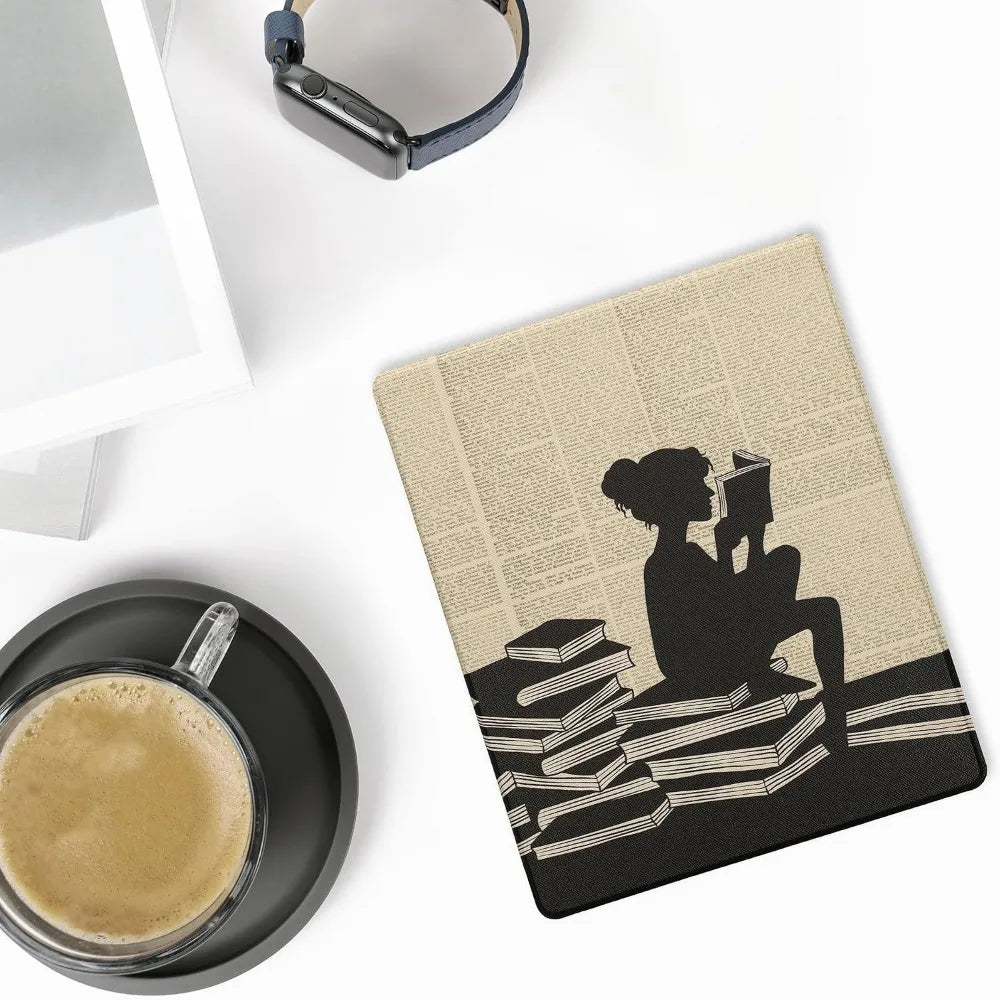 Kindle Scribe Ereader Cover With Girl And Books Design