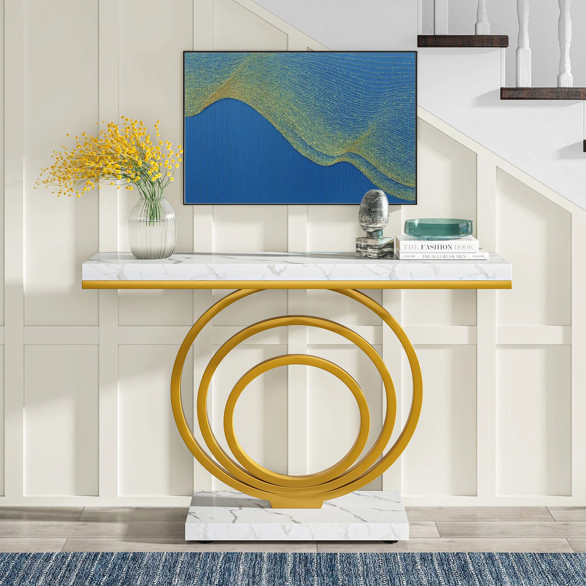 Tribesigns Modern Console Table With Unique Ring Design