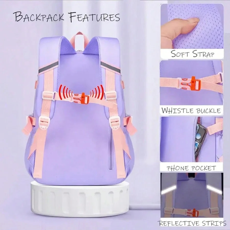 Lightweight Student Backpack With Multiple Pockets And Reflective Strips
