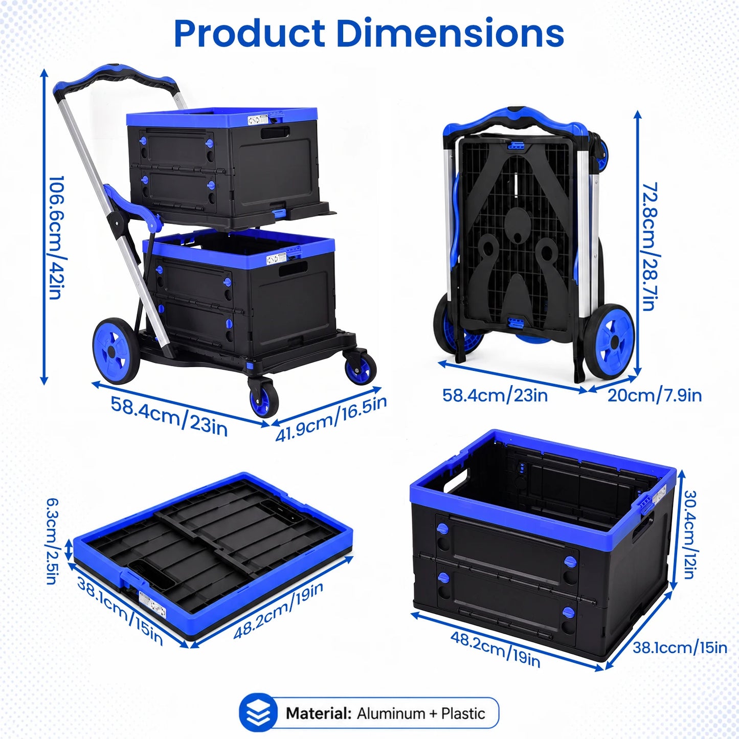 Heavy Duty Foldable Utility Shopping Cart With Swivel Wheels