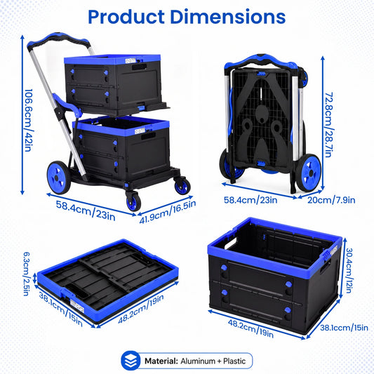 Heavy Duty Foldable Utility Shopping Cart With Swivel Wheels