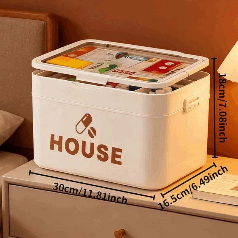 Transparent Multi Layer First Aid Storage Box With Detachable Compartments