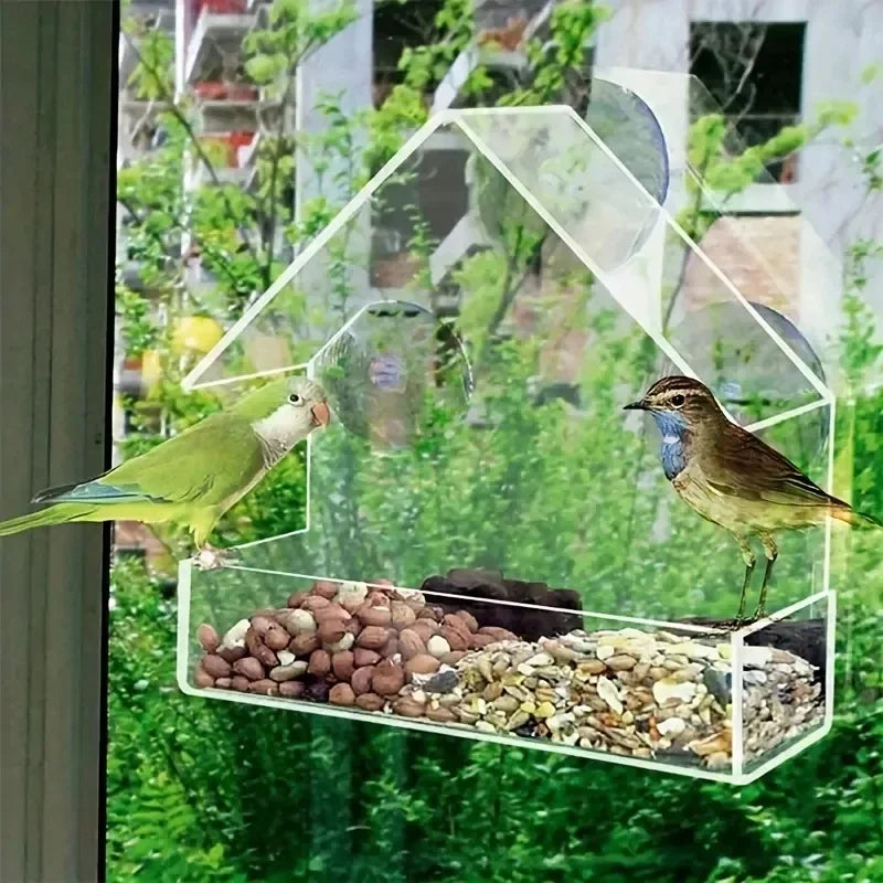 Acrylic Hanging Bird Feeder With Clear Viewing Window For Garden