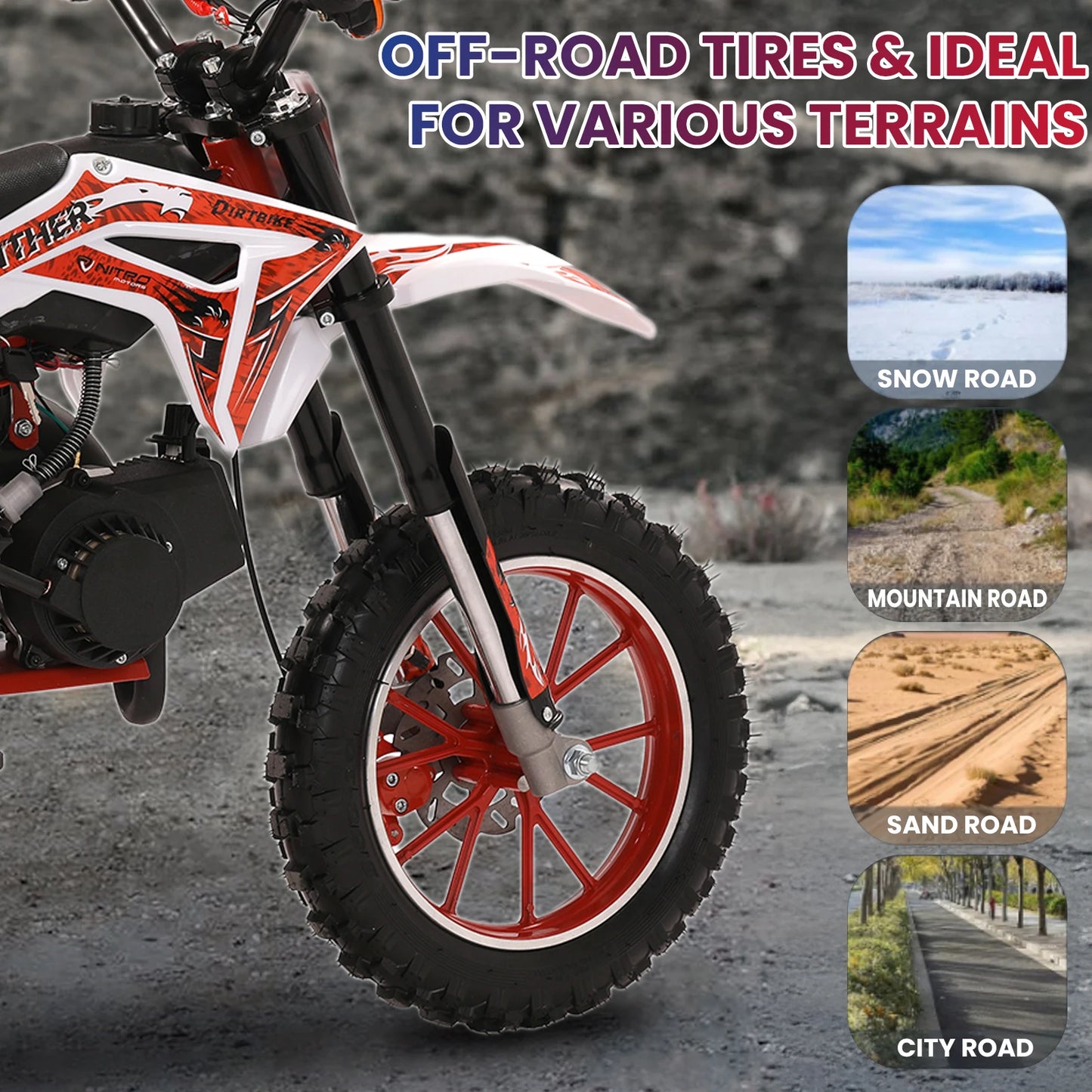 49cc 2 Stroke Kids Dirt Bike Gas Powered Off Road Mini Motorcycle