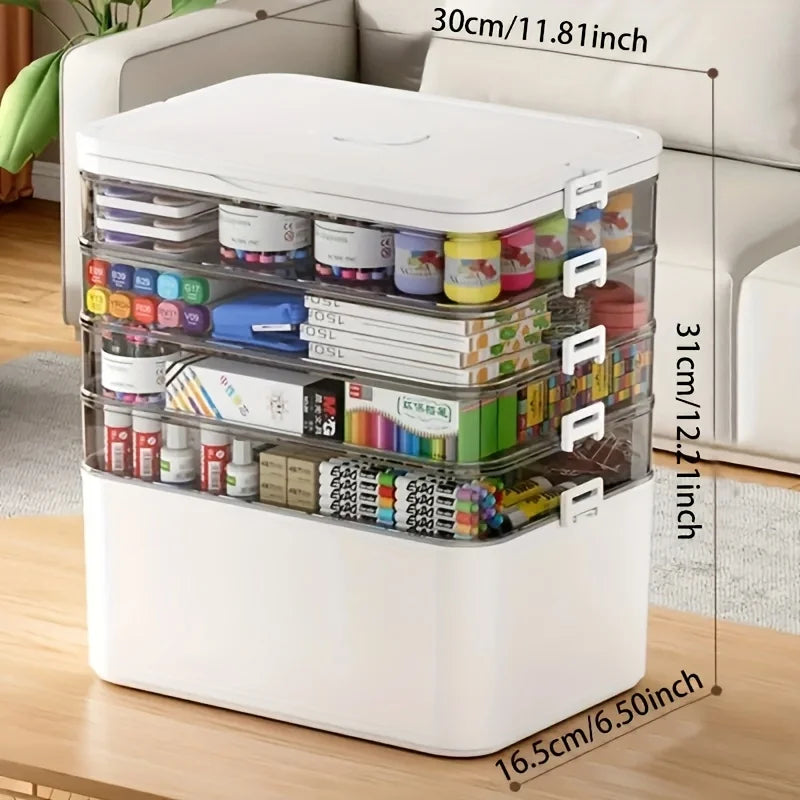 Transparent Multi Layer First Aid Storage Box With Detachable Compartments