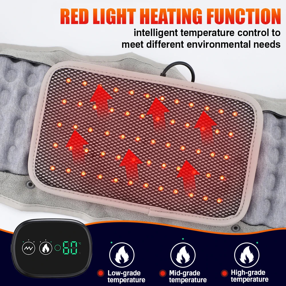 PASTSKY Rechargeable Heating Waist Back Lumbar Traction Massager Red Light