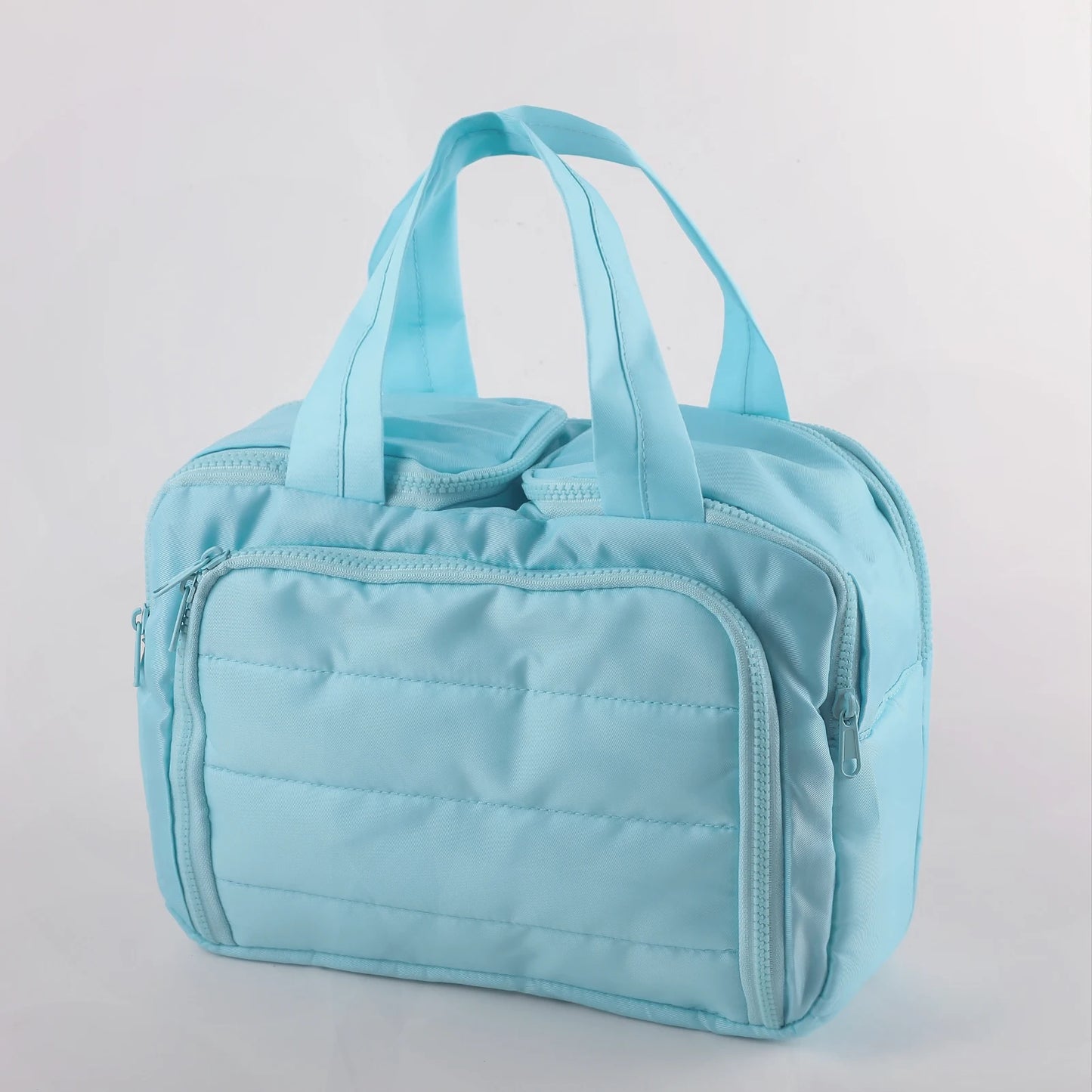 Multi Compartment Polyester Cosmetic Bag For Travel And Home Use