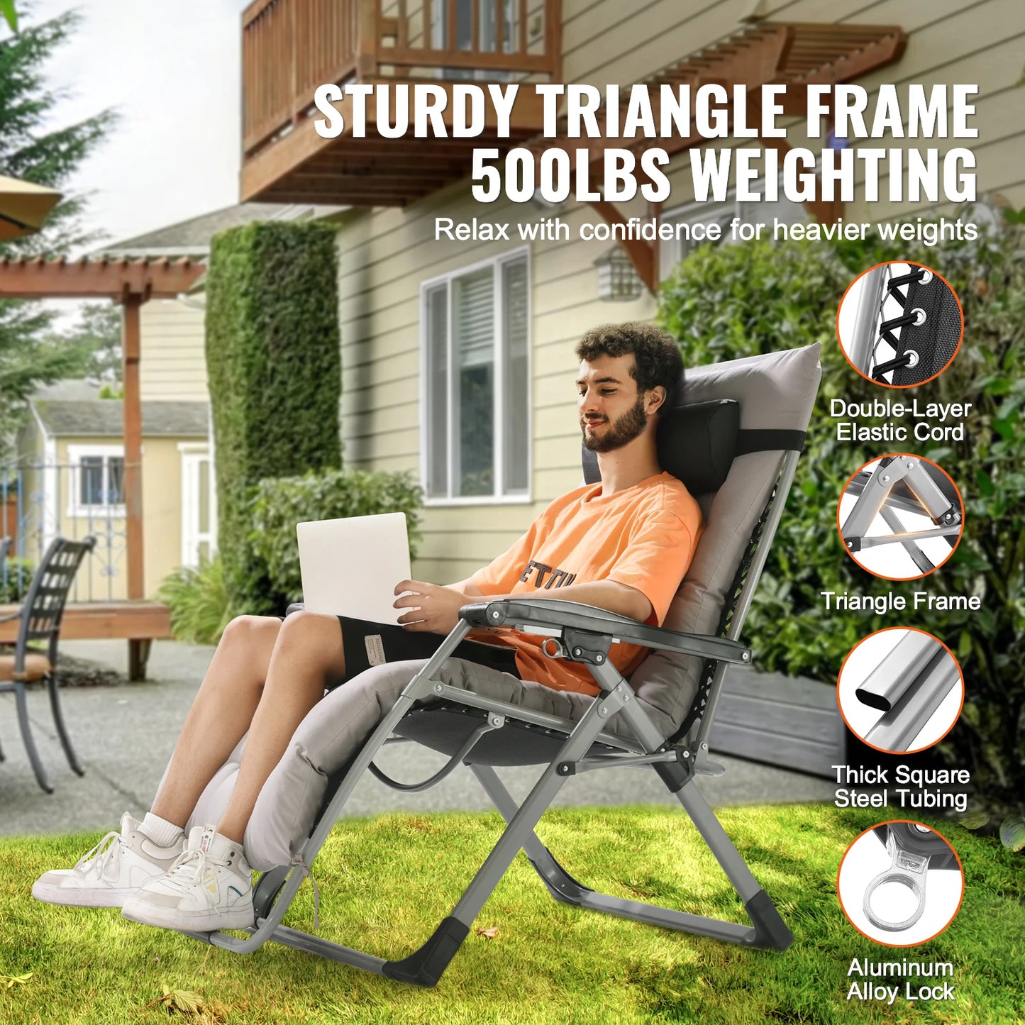 SucceBuy Zero Gravity Chair Outdoor Recliner With Cupholder