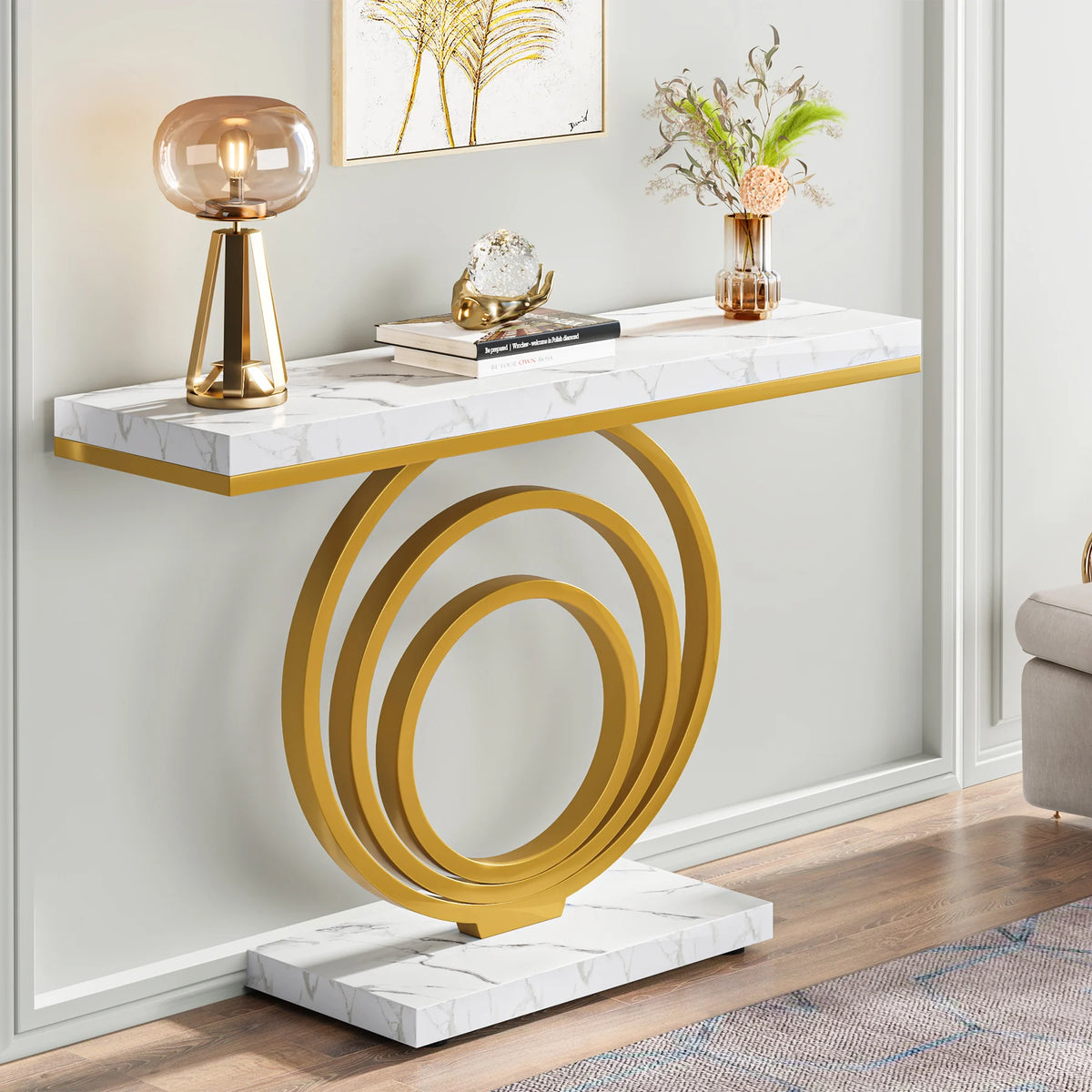 Tribesigns Modern Console Table With Unique Ring Design