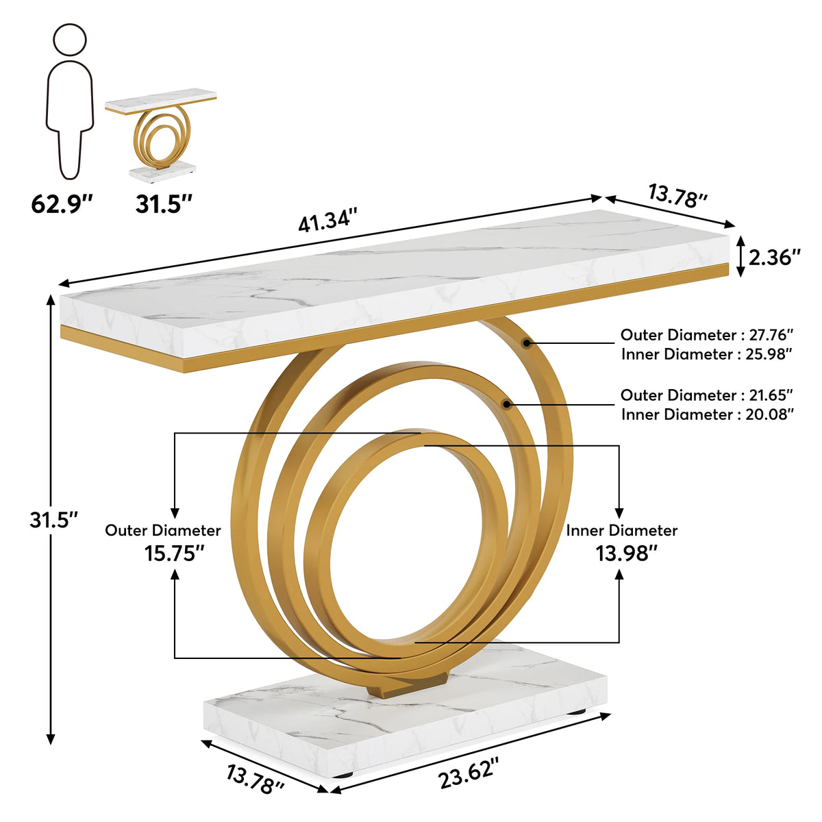 Tribesigns Modern Console Table With Unique Ring Design