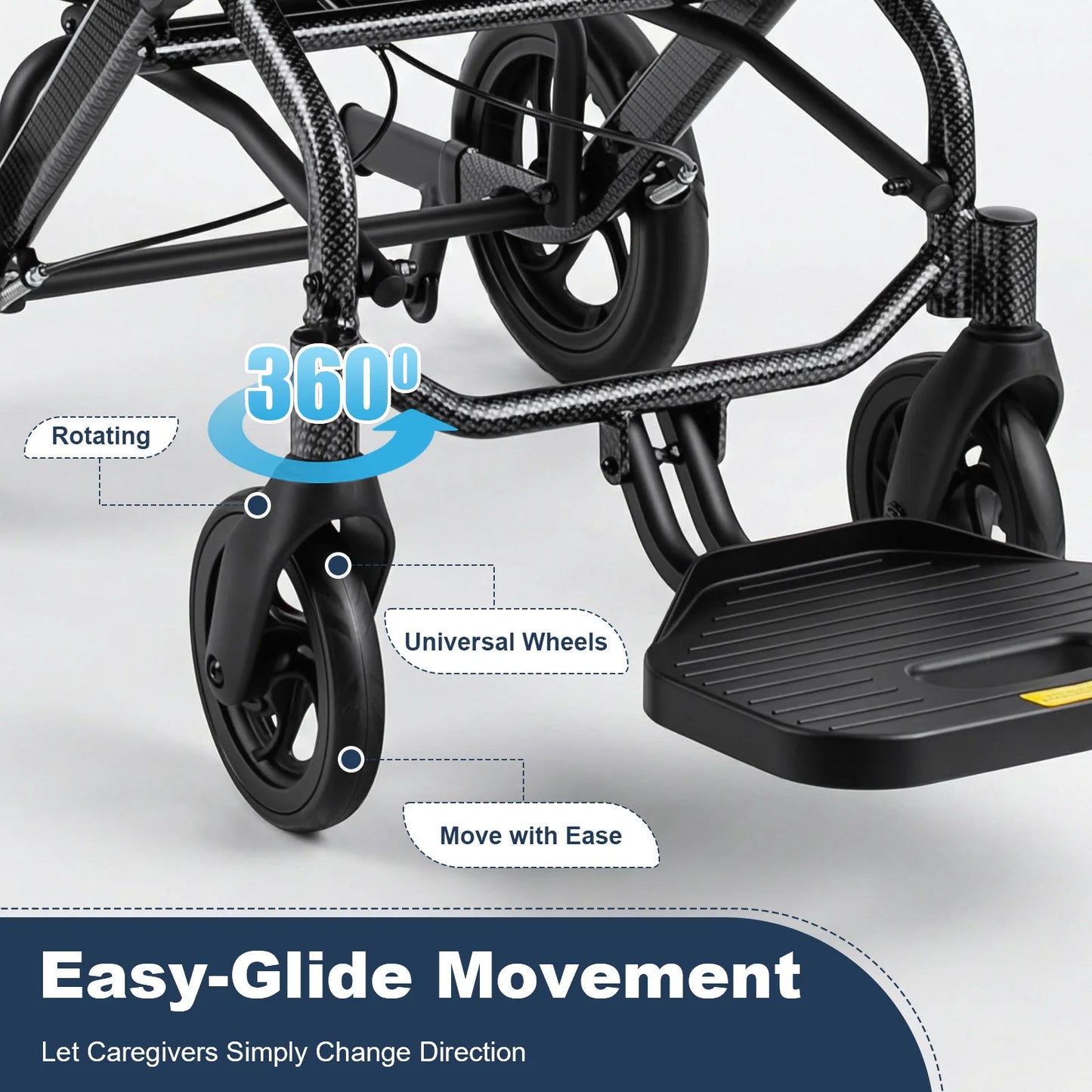 Foldable Reclining Wheelchair With 90 To 175 Degrees Adjustable Backrest