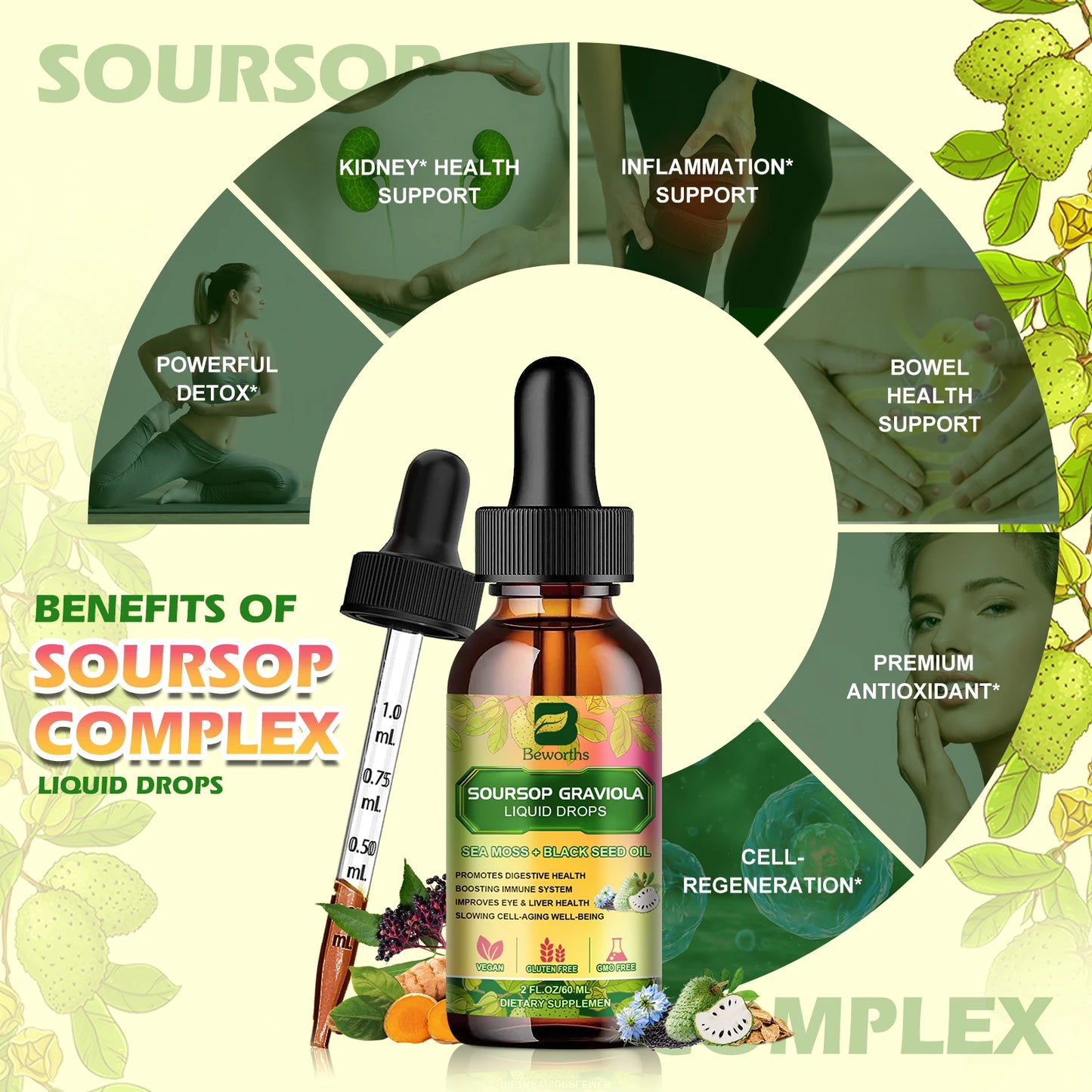 Beworths Graviola Soursop Extract Drops For Immunity And Kidney Support