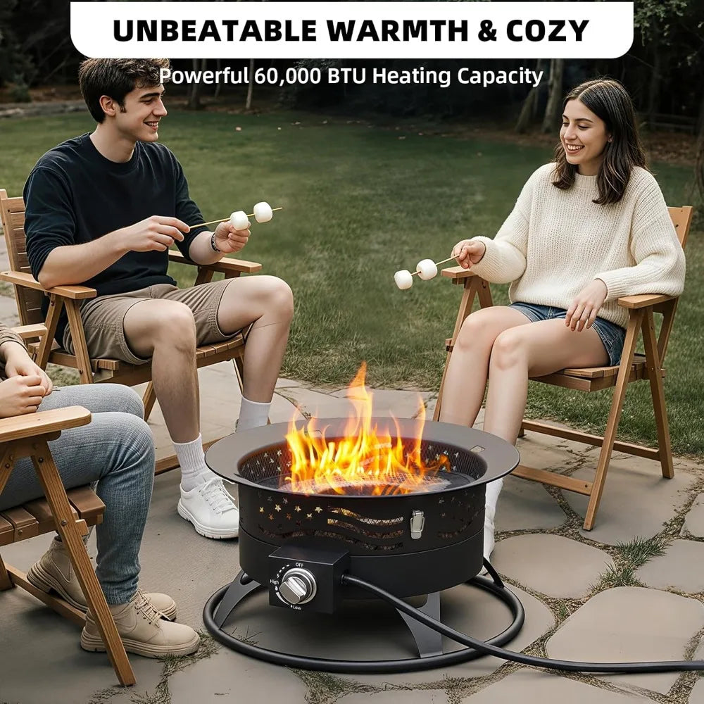 Propane Fire Pit 60K BTU Smokeless Portable Outdoor Camping Grill