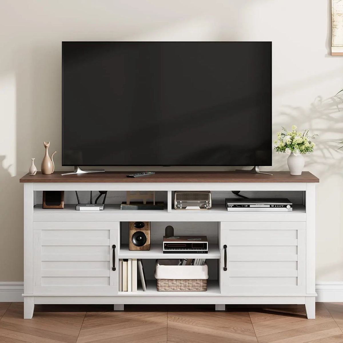 Garvee Tv Cabinet for 65Inch Living Room Tv Stand Wooden Furniture Home with Storage Cabinets sturdy Wood Construction, Fits Living Room Bedroom, Easy Assembly,Versatile Media Console