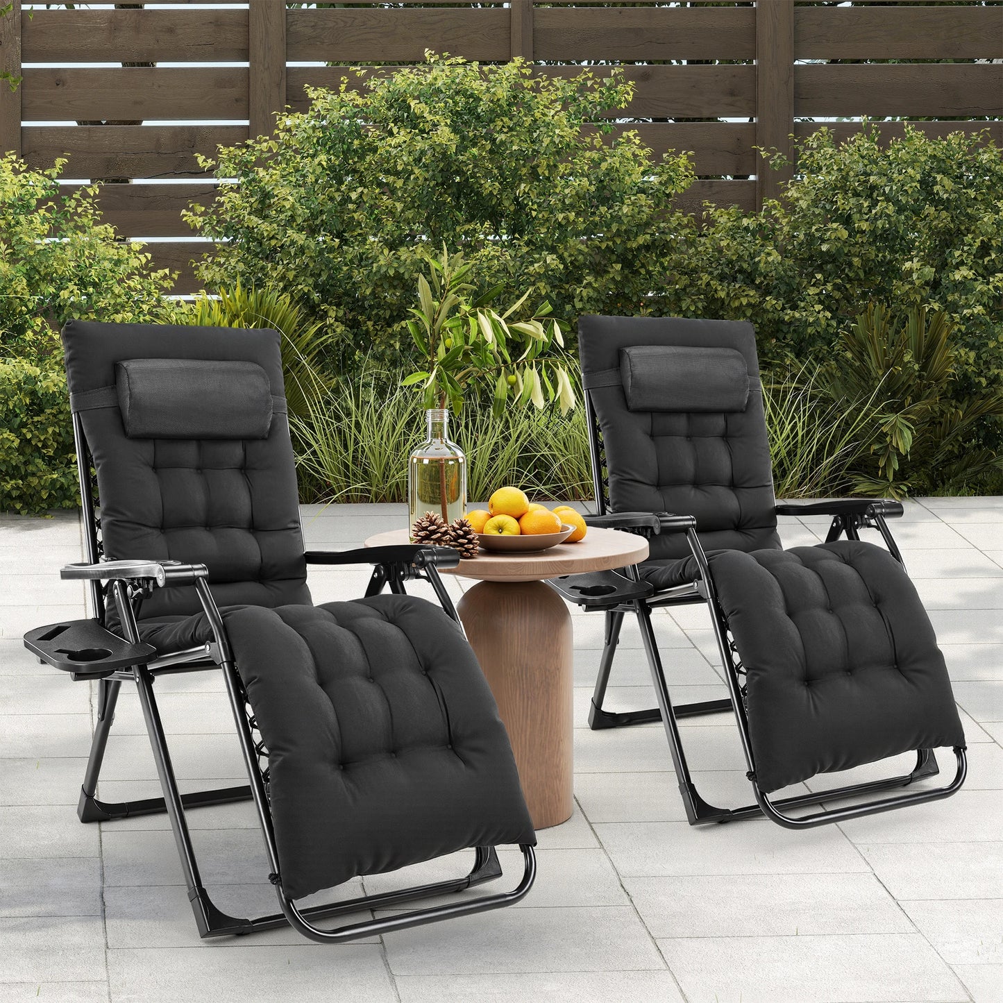 JHK Zero Gravity Folding Outdoor Patio Recliner With Cup Holders