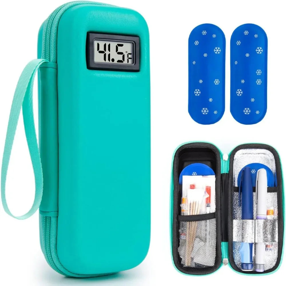 ISKYBOB Waterproof Insulin Cooler Travel Case With Thermometer Display