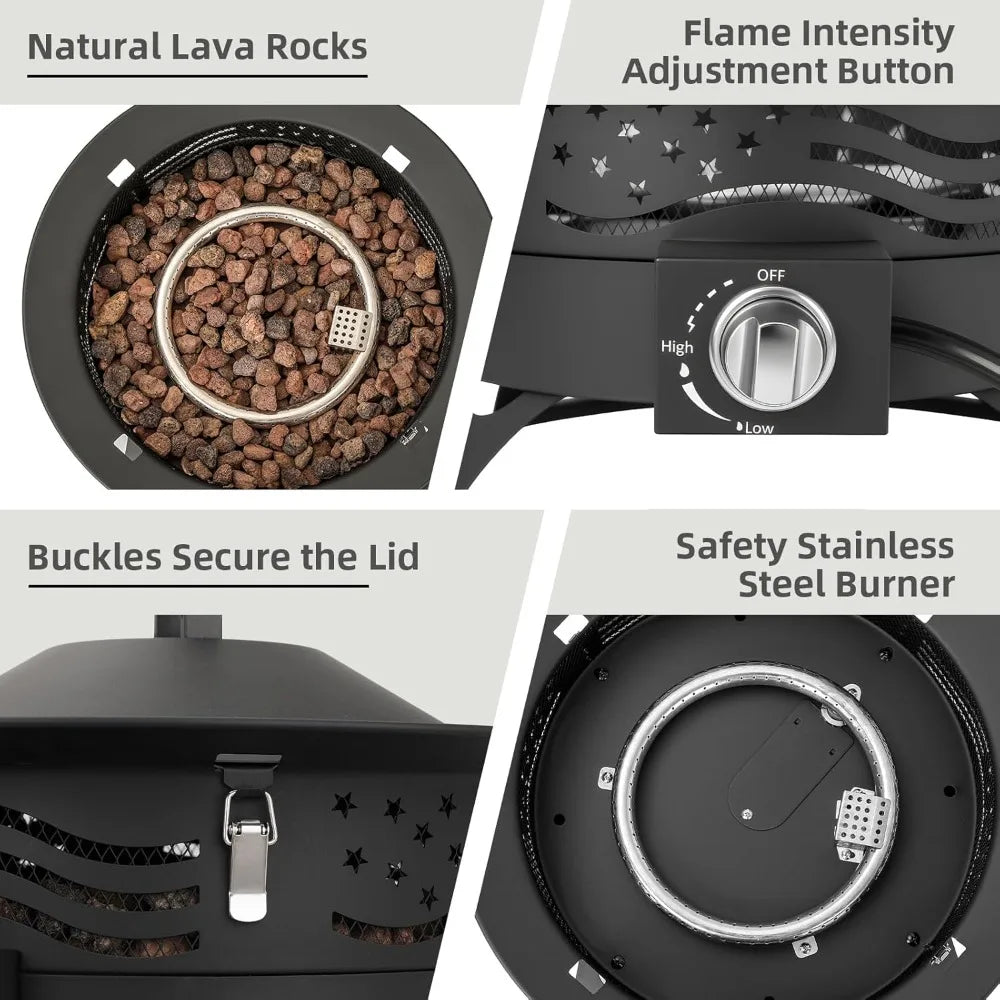 Propane Fire Pit 60K BTU Smokeless Portable Outdoor Camping Grill