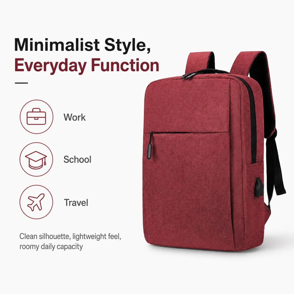 Water Resistant Business Laptop Backpack With USB Port