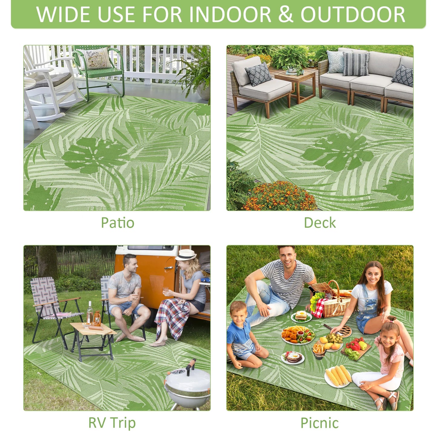 Outdoor Waterproof Rug Recycled Plastic Straw Patio