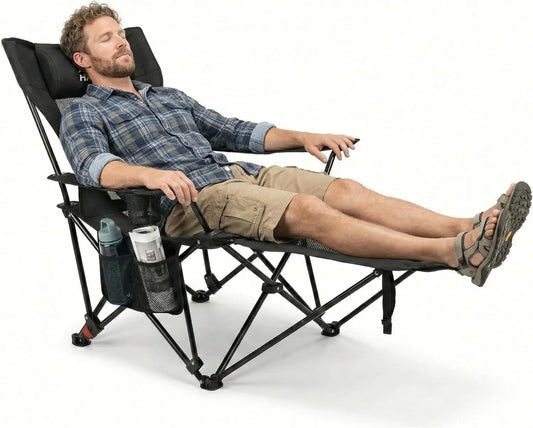 Reclining Camping Chair With Footrest, Ultra Light Portable Folding Lounge