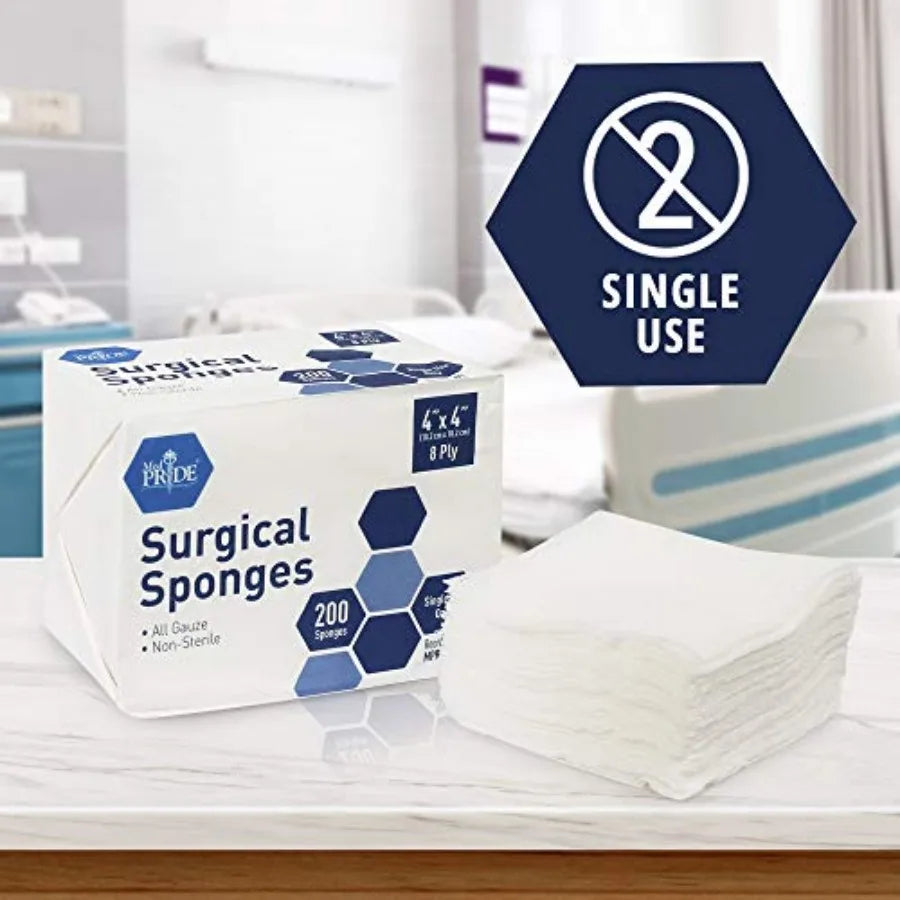 Surgical Sponges 8-Ply Gauze Pads Nonsterile For First Aid