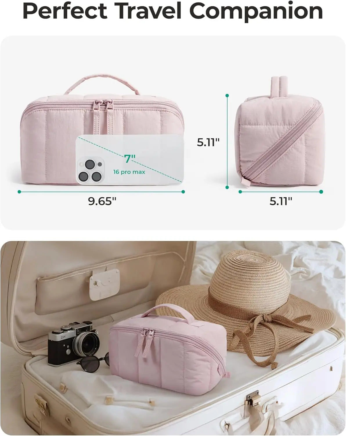 Travel Makeup Bag For Women Portable Water Resistant Cosmetic Case