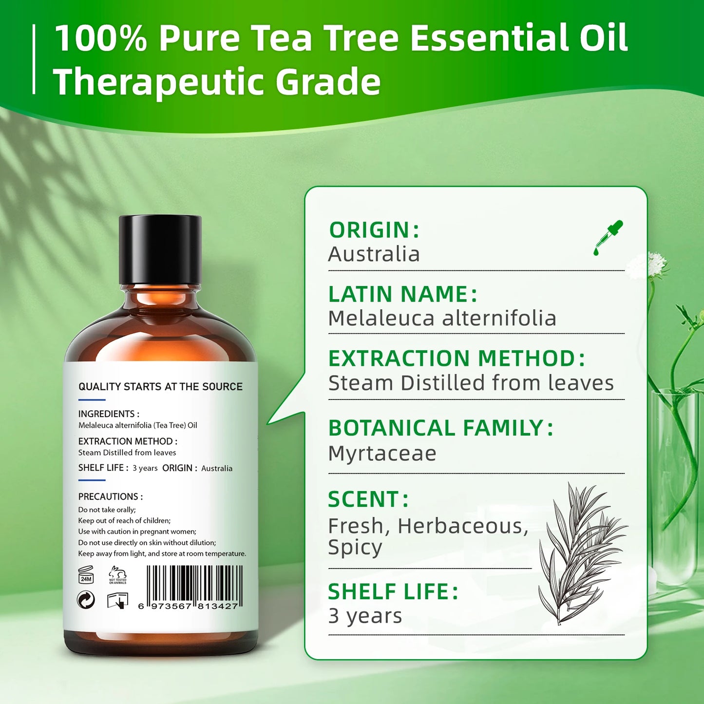 HIQILI Tea Tree Essential Oil for Diffusers Aromatherapy and Candles