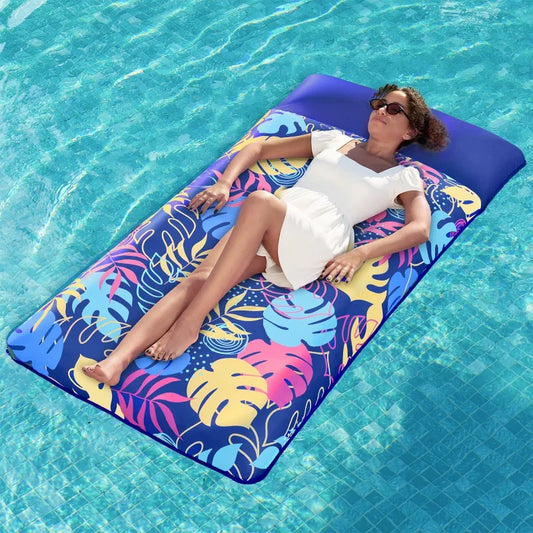 Joyfy Fabric Covered Pool Float Lounger Mat Headrest for Adults