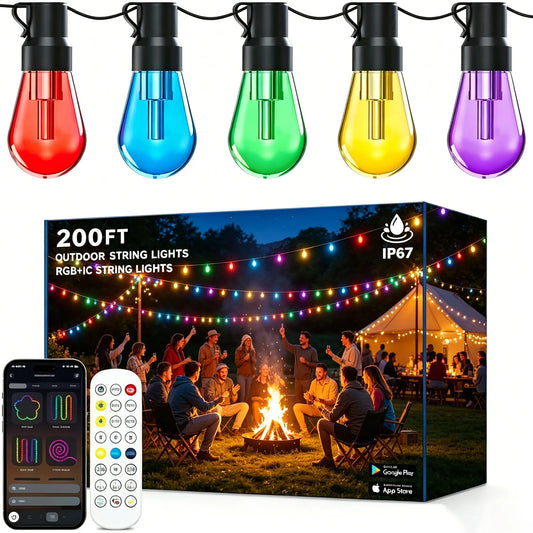 Waterproof Outdoor String Lights With Smart App Control Dimmable Led