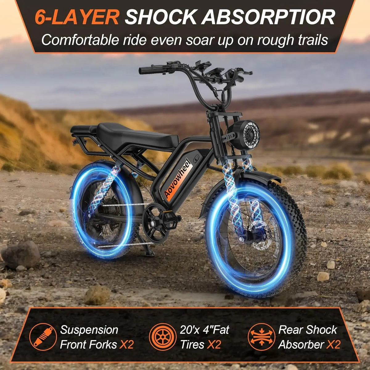 Aovopro 1500W Fat Tire Electric Bike For Outdoor Adventures