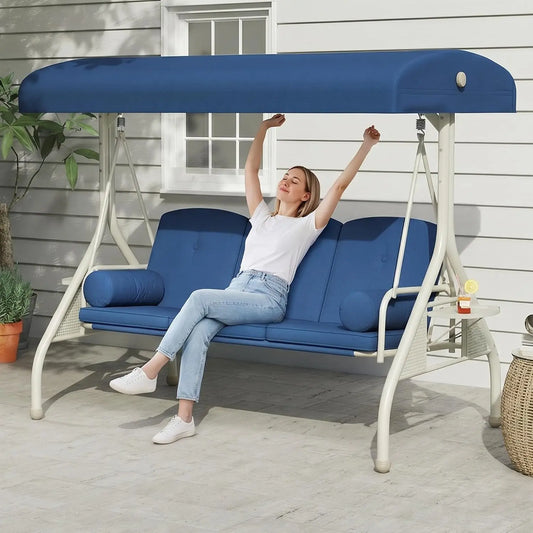 Porch Swing With Stand And Adjustable Canopy For Outdoor Patio