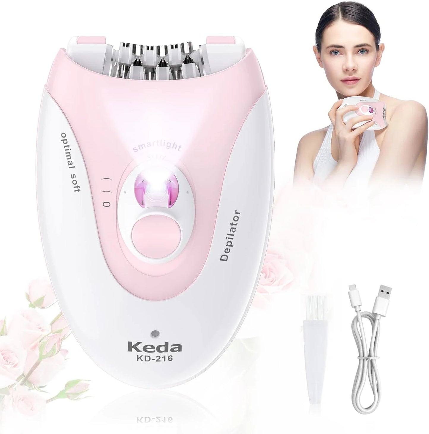 Portable USB Rechargeable Hair Removal Device With Light For Smooth Skin