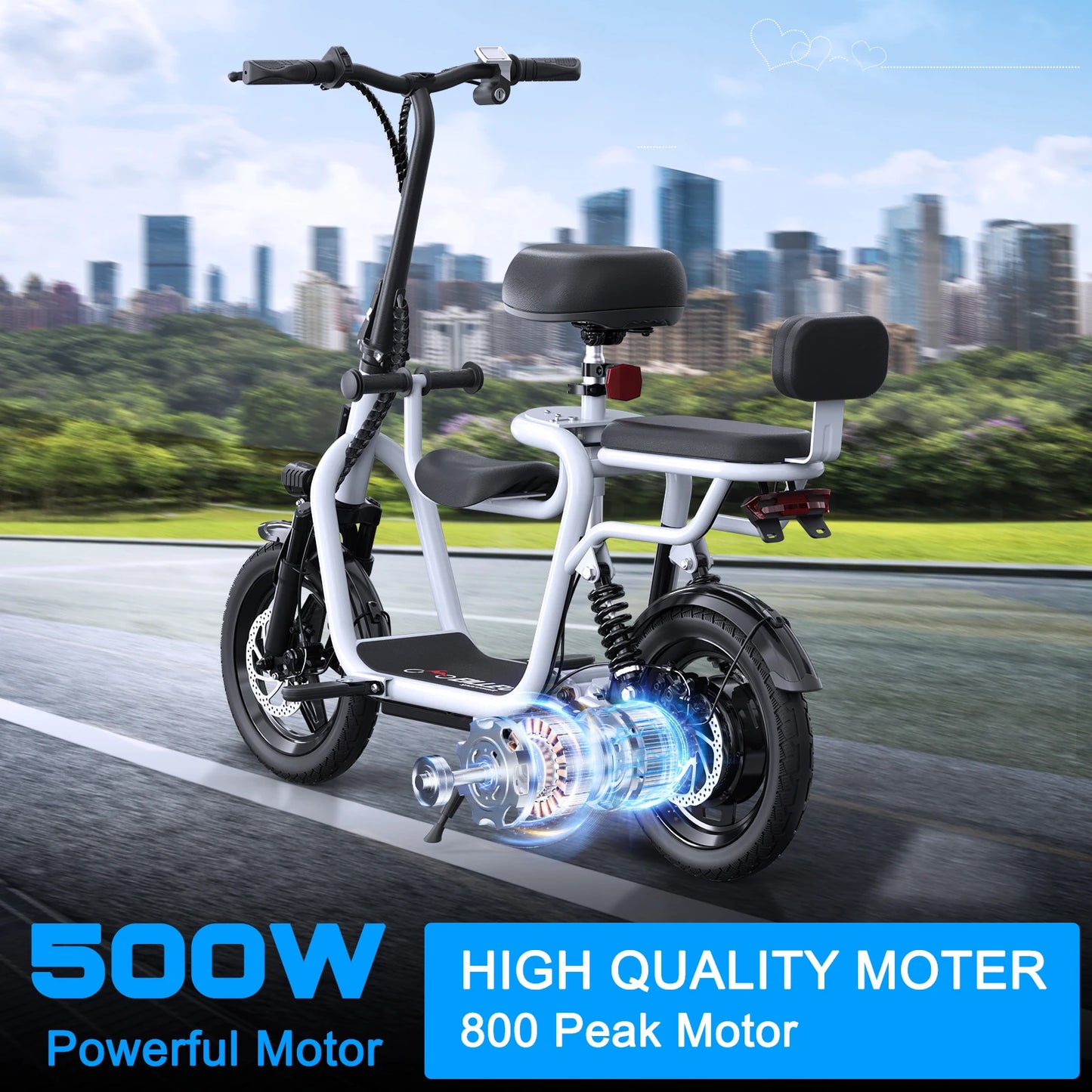 EILLEO SPACEWALK Electric Scooter With Seat 500W 36V 20-Mile Range